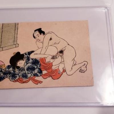 Antique Original Woodblock Erotic Shunga Print. Summertime