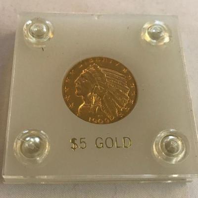 Lot 79 - 1909-D $5 Gold Indian Coin