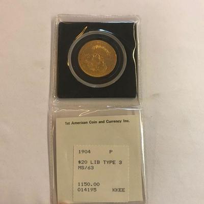 Lot 71 - 1904-P $20 Liberty Gold Coin