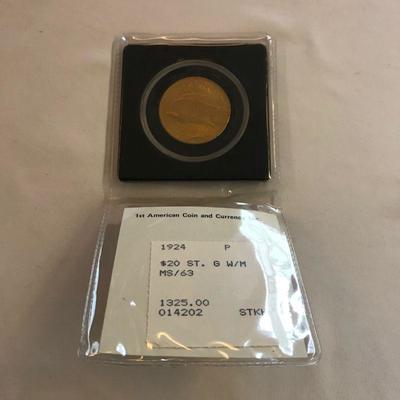 Lot 69 - 1924 St. Gaudens $20 Gold Coin