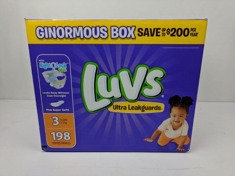 Size 3 Luvs Ultra Leakguards Diapers, 198 Diapers, 1628 pounds New
