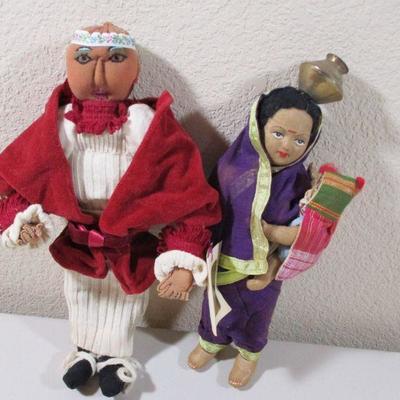 Lot of 2 Painted face Cloth Traveling Collectible dolls 10-13