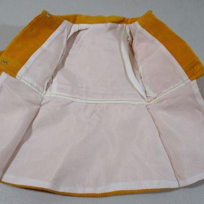 9" Vintage doll Corduroy Coat. Orange Fit 14" Doll