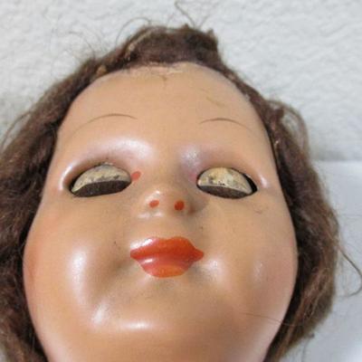 Late 1900.s Metal Head and Wood Body Doll 16 1/2