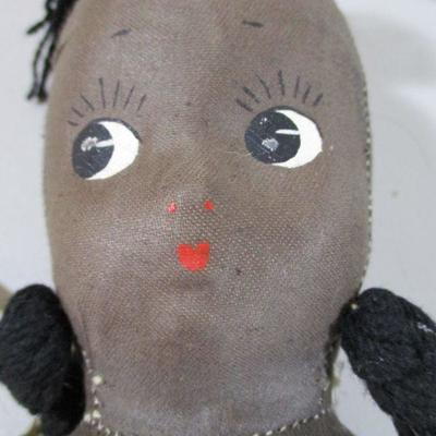 Vintage African American 1940's Cloth Doll 12