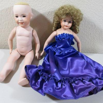 Vintage Artist Lot of Two Porcelain dolls for Doll Dr Project 
