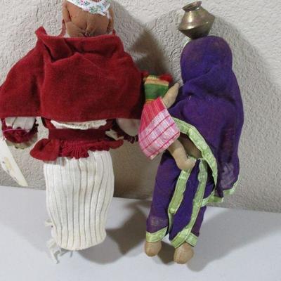 Lot of 2 Painted face Cloth Traveling Collectible dolls 10-13