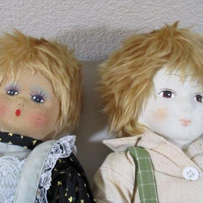 1950's Lenci Like Cloth Set Boy and Girl Lot  Painted face