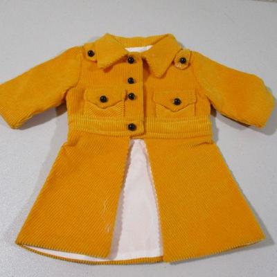 9" Vintage doll Corduroy Coat. Orange Fit 14" Doll