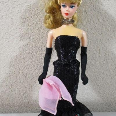 1958 Straight arm Barbie 11" with 1995 Straight black Gown Repro 