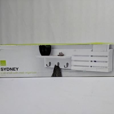 White Wall Shelf with Mail Organizer, Sydney - New