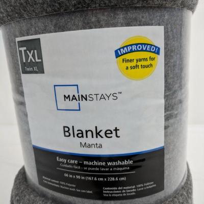 Grey Twin XL Blanket, Mainstays, 66x90 in - New