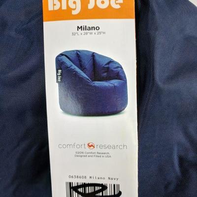 Big Joe Bean Bag Seat, Navy, Milano, 32 L x 28 W x 25 H - New