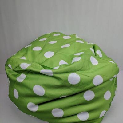 Bright Green & White Polka Dot Bean Bag, Small Dirt Mark on Bottom - New