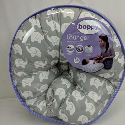 Boppy Newborn Lounger, 0-4 Months or Max 16 lbs, Grey Elephants - New