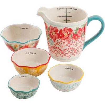 Pioneer Woman Vintage Floral 5 PC Measuring Set, Decorated, Stoneware - New