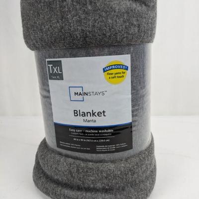 Grey Twin XL Blanket, Mainstays, 66x90 in - New