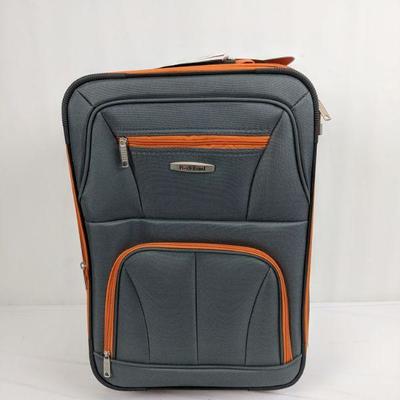 Rockland Grey/Orange Carry-On Suitcase & Toiletry Bag, 19x14