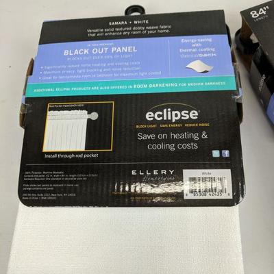 Samara White Blackout Panels, Qty 2, 42x84 in, Eclipse, Block Light - New
