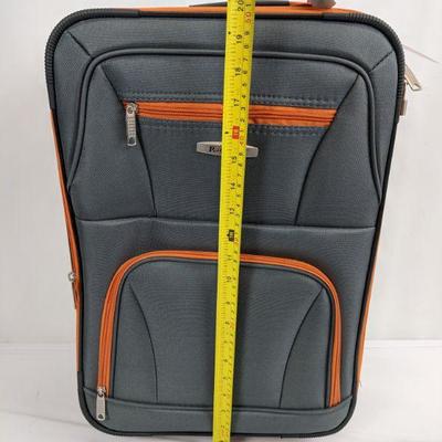 Rockland Grey/Orange Carry-On Suitcase & Toiletry Bag, 19x14