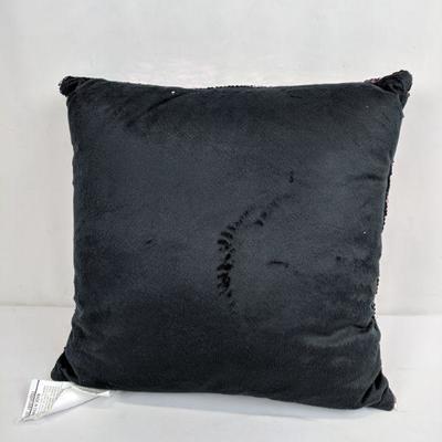 17x17 Throw Pillow, Mermaid Pillow, Sequin, Matte Silver/Shiny Pink - New