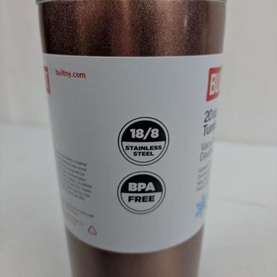 20 oz Rose Gold Tumbler, Built, Stays Cold 24 Hr/Stays Hot 6 Hr, Stainless - New