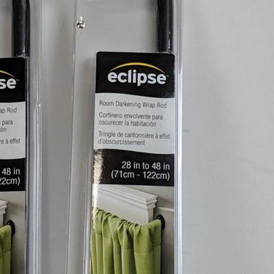 2 Eclipse Room Darkening Wrap Rods, 28in to 48in, Black - New