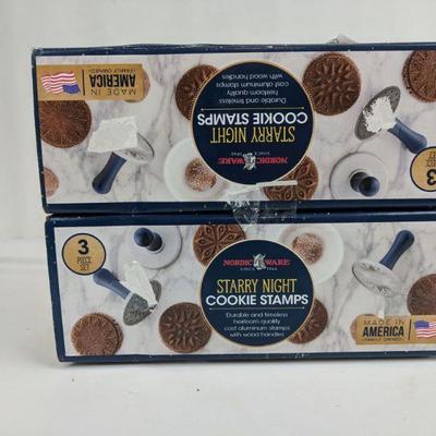 2 Starry Night Cookie Stamps, Each 3 pc Set, Qty 6 - New