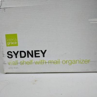 White Wall Shelf with Mail Organizer, Sydney - New