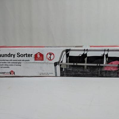 Triple Laundry Sorter, 3 Removable Bags, Metal Handles, Casters - New