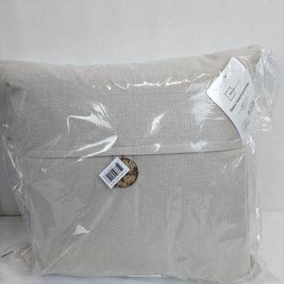 2 Grey Dynasty Pillows w/Coconut Button, 18x18, Qty 2 - New