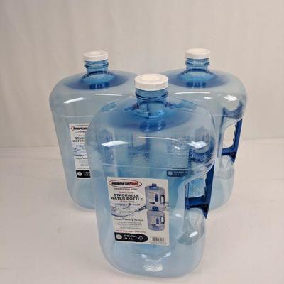 3/3 Gallon Stackable Water Bottles, American Maid, Qty 3 - New