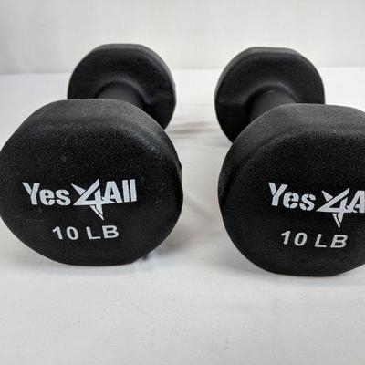 Pair of 10lb Weights, Yes4All, Black - New