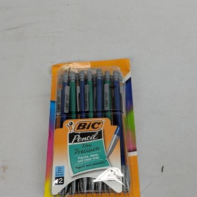Bic Pencils (24), Liquid Chalk (4), 2 Pks Chalk (12 PC each) - New