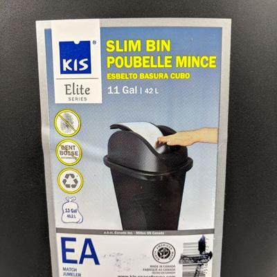 Slim Bin 11 GAL Garbage Can, KIS Elite Series - New