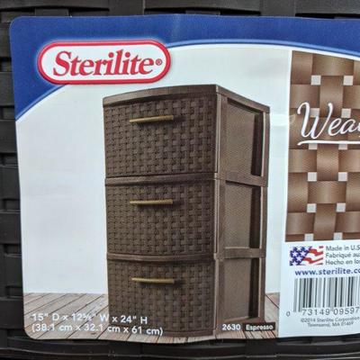 Sterilite Brown Weave 3 Drawer - New