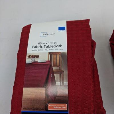 2 Red Sedona Fabric Tablecloths, 60x102 in, Rectangle, Qty 2 - New