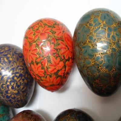 Lot of Hand Painted Wood Eggs