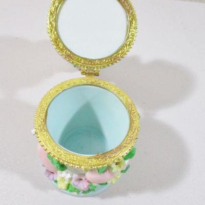 Resin Bunny Rabbit Trinket Box 6" 
