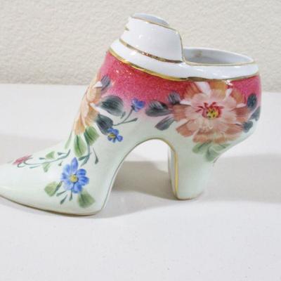 Vintage Formalities High heel Porcelain Shoe Floral Design 4 1/2