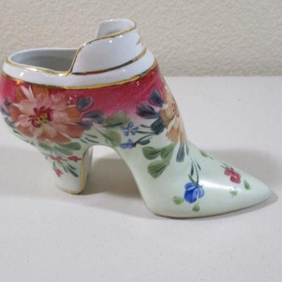 Vintage Formalities High heel Porcelain Shoe Floral Design 4 1/2