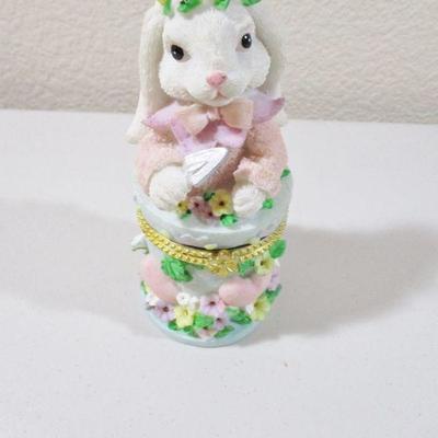 Resin Bunny Rabbit Trinket Box 6
