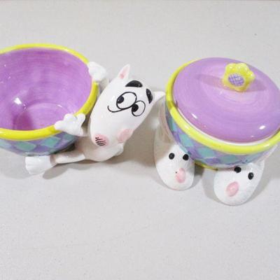 Vintage Maxine JWagner Porcelain Creamer and Sugar bowl 2x3"