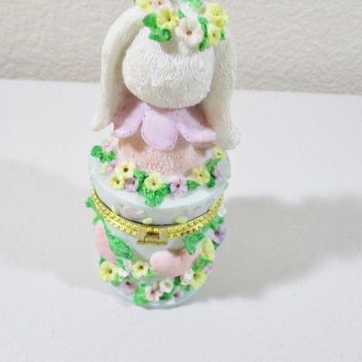 Resin Bunny Rabbit Trinket Box 6