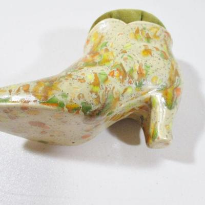 Antique/Vintage Pin Cushion Shoe 3" Porcelain 