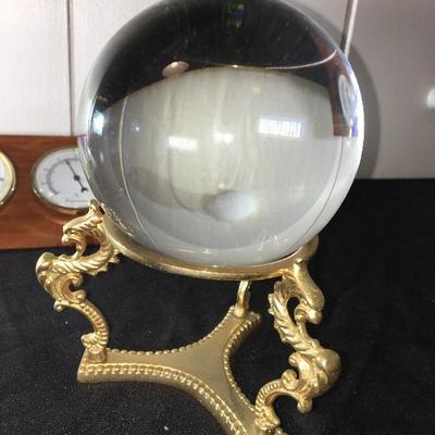 Glass Ball on Brass, Teapot Cottage/Tudor Collector, Nautica Clock & Bear