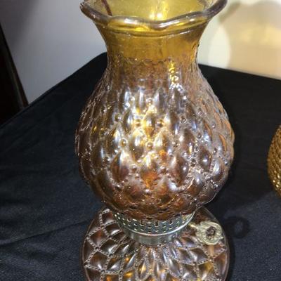 Set of 3 Crystal Decanters & Vintage Lamp