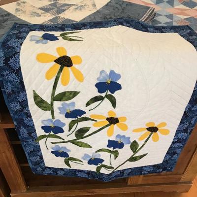 Lot 64 - Handmade Quilts and Woven Green Throw