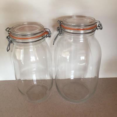 Lot 8 - Glass Vases, Jars and Handmade Baskets