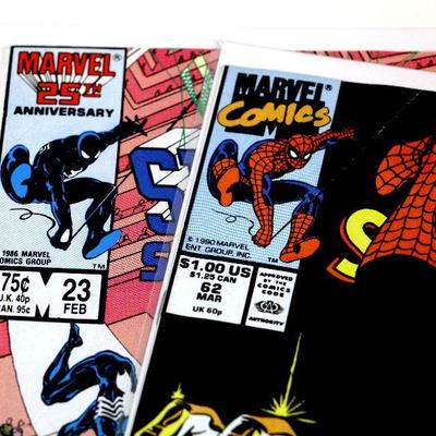 Web of SPIDER-MAN #23 #63 Comic Book Set 1986-89 Marvel Comics